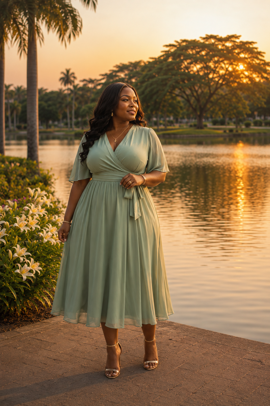 Golden Hour Wrap Midi Dress